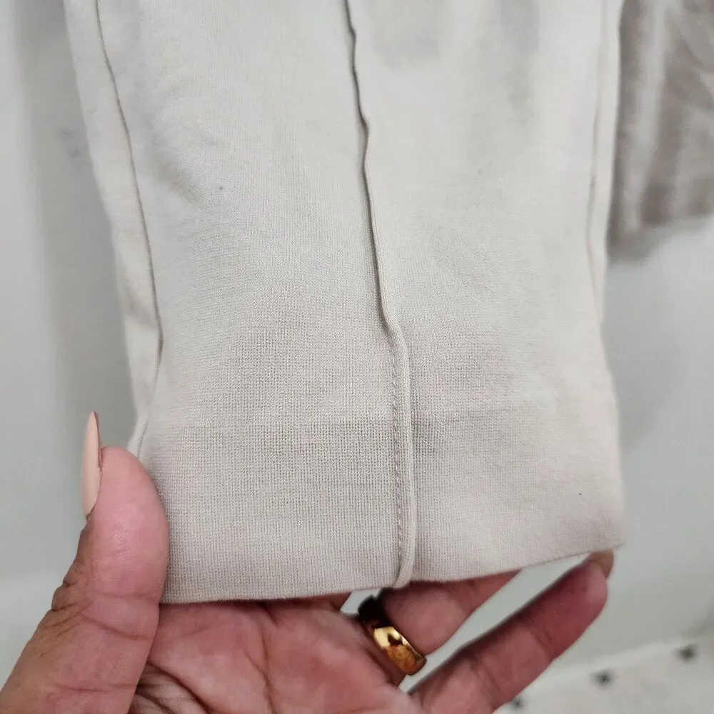 Soft Surroundings Ponte Knit Crop Capri Pants Seam Beige Stretch Womens Petite M